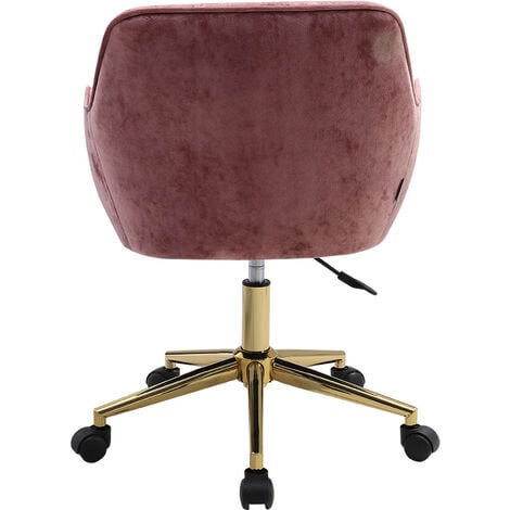 Velvet Upholstered Home Office Swivel Task Chair,Ash Pink