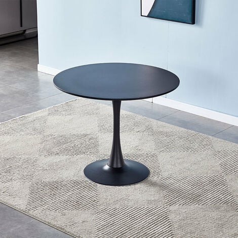 Modern Round Minimalist Dining Table,Black