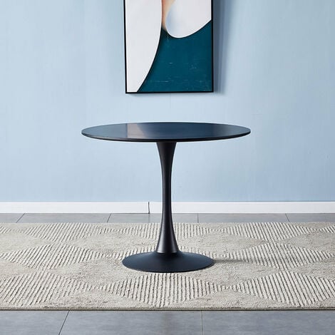 Modern Round Minimalist Dining Table,Black