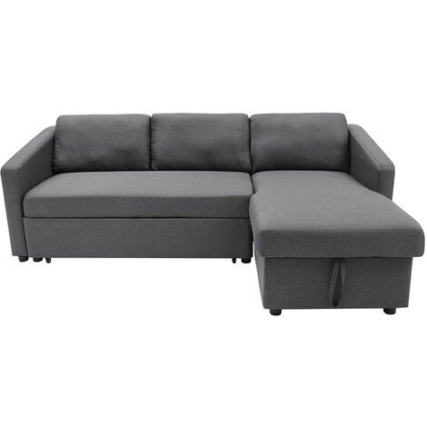 90cm D Dark Grey Corner Sofa Bed 3 Seater Sofa with Storage