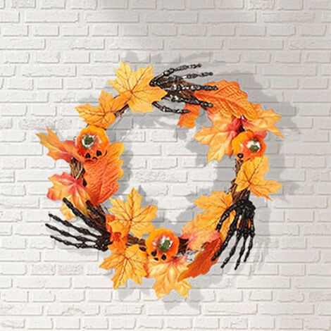 Halloween Hand Pumpkin Wreath for Door Decor