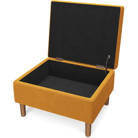 Yellow Rectangle Velvet Storage Ottoman
