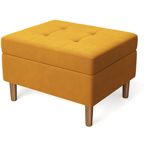 Yellow Rectangle Velvet Storage Ottoman