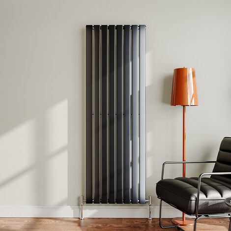 Large Grey Radiators 1144W Steel Smoke Grey Vertical Tall Radiator with Single Panel