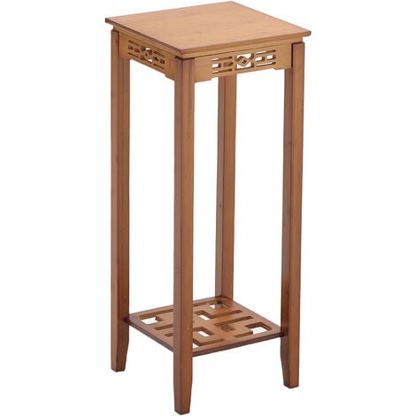 Brown 2 Tier Bamboo Plant Stand Classic Flower Stand
