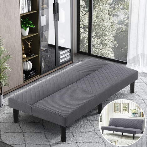 Livingandhome Sofa Bed 3 Seater Grey Fabric Tufted Convertible