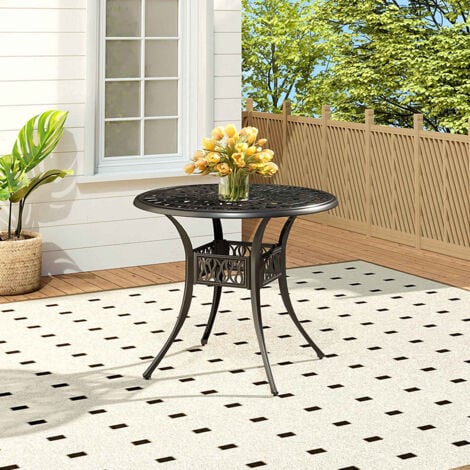 Black cast online aluminum patio table