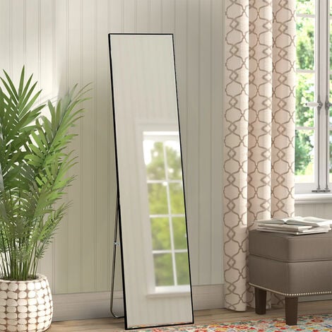 150cm Black Slim Frame Freestanding Wall Mounted Mirror