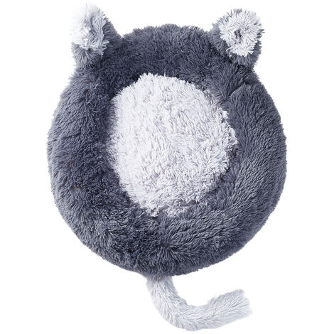 Dark Grey 70cm Round Plush Pet Dog Cat Bed with Cute Ears