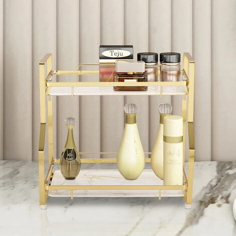 2 Tier Kitchen Bathroom Storage Organiser Rack Gold