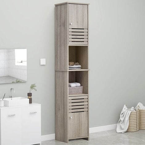 Grey Freestanding Tall Bathroom Storage Cabinet