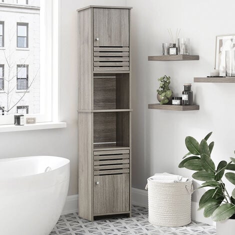 Grey Freestanding Tall Bathroom Storage Cabinet