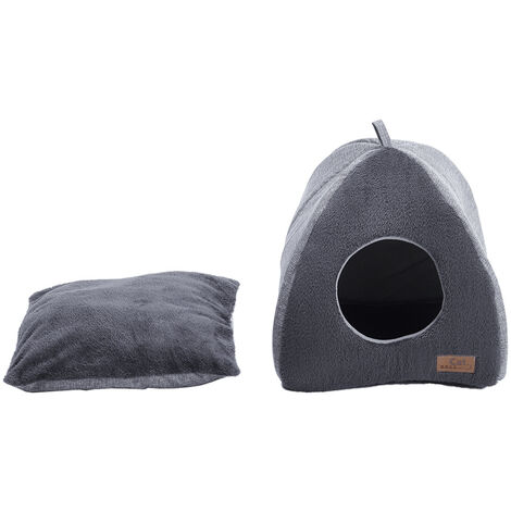 Triangular Medium Dog Cat House with Soft Plush Cat Sleeping Bed