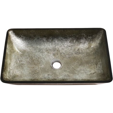 Gold Bathroom Artistic Vessel Sink Tempered Glass with Drain