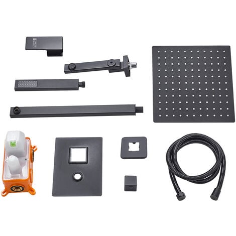 Black Square 3 Way Concealed Shower Mixer Set