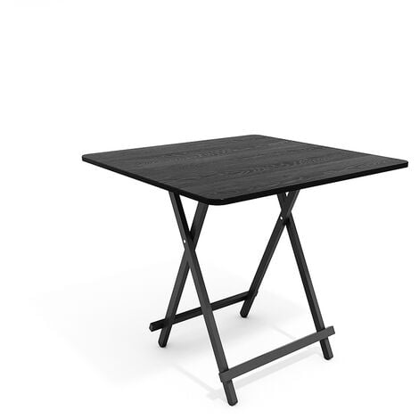 Black 80x80cm Folding Wooden Dining Table