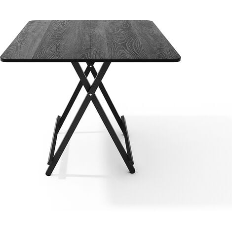 Black 80x80cm Folding Wooden Dining Table