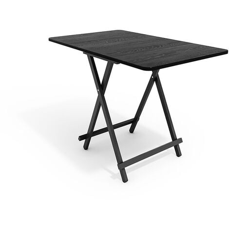 Black 100x60cm Folding Wooden Dining Table