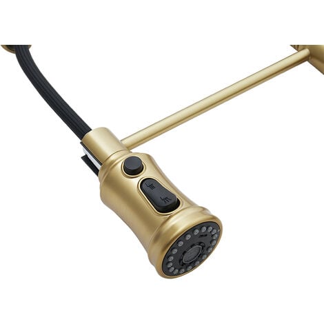 Rotable Pulldown Kitchen Mixer Tap with Spring Spout,Brushed Gold