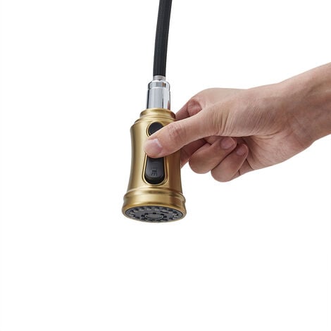 Rotable Pulldown Kitchen Mixer Tap with Spring Spout,Brushed Gold
