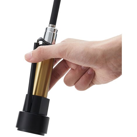 Gold Black Stainless Steel Kitchen Faucet with Pull Down Spring Spout