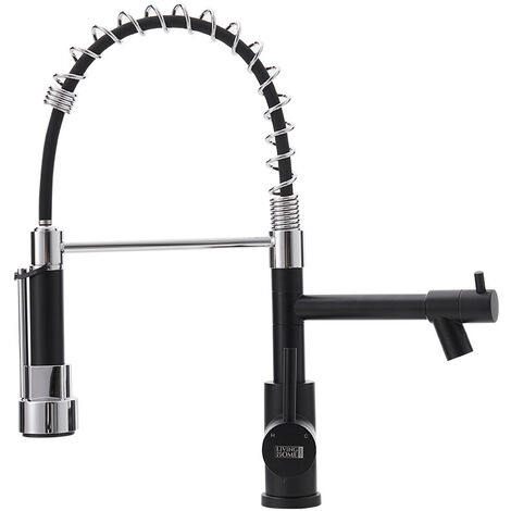 Chrome Black Stainless Steel Kitchen Faucet with Pull Down Spring Spout