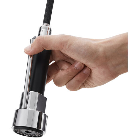 Chrome Black Stainless Steel Kitchen Faucet with Pull Down Spring Spout