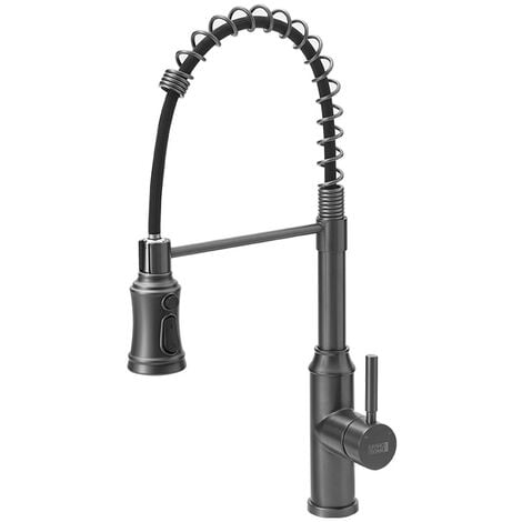 Rotable Pulldown Kitchen Mixer Tap with Spring Spout,Grey