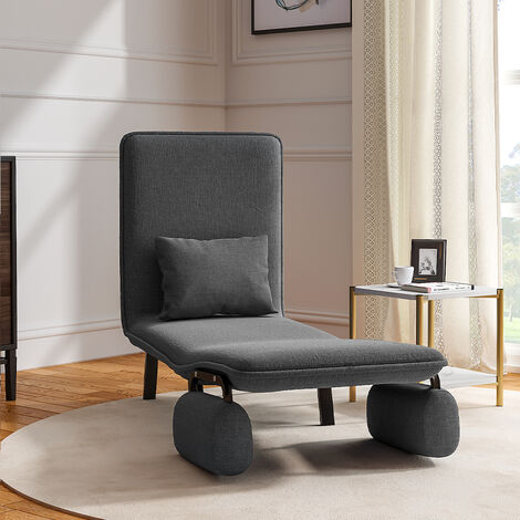 Grey Convertible Sofa Bed with Pillow and Pocket