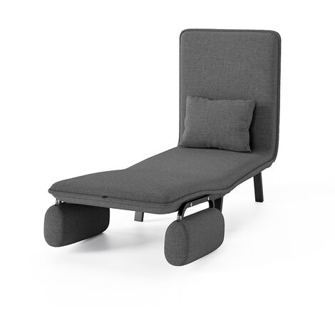 Grey Convertible Sofa Bed with Pillow and Pocket