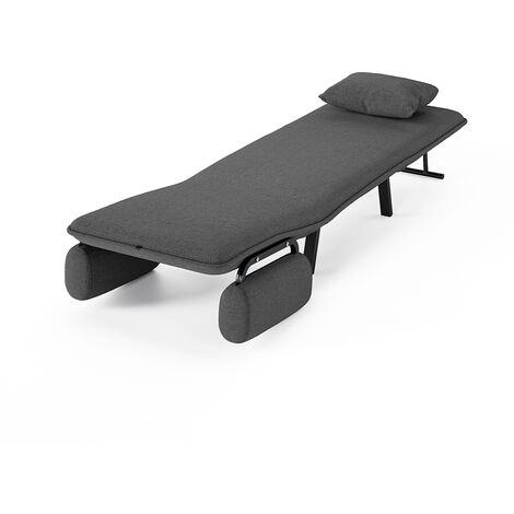 Grey Convertible Sofa Bed with Pillow and Pocket