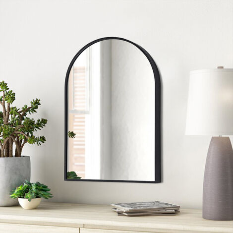 Black 50cm Aluminum Arched Wall Mirror (1/5)