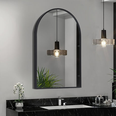 Black 70cm Aluminum Arched Wall Mirror