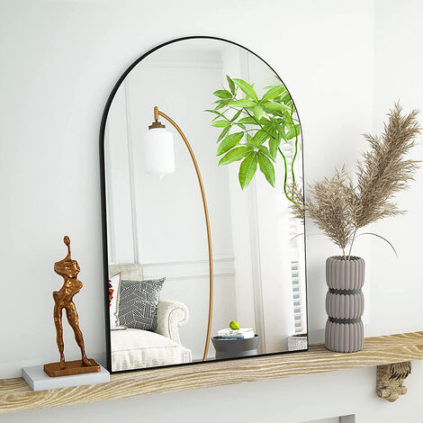 Black 70cm Aluminum Arched Wall Mirror