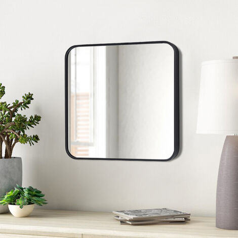 Black 50cm Square Wall Mirror with Aluminum Alloy Frame (1/5)
