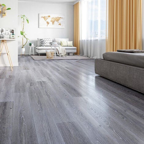 36 pcs Dark Grey Rustic Lifelike Wood Grain Self adhesive PVC Flooring