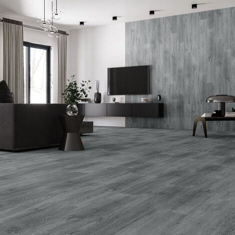 36 pcs Dark Grey Rustic Lifelike Wood Grain Self adhesive PVC Flooring