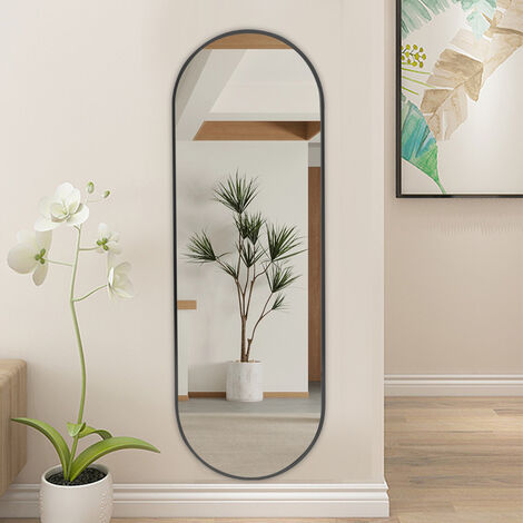 Black 150cm Oval Full Length Wall Mounted Mirror