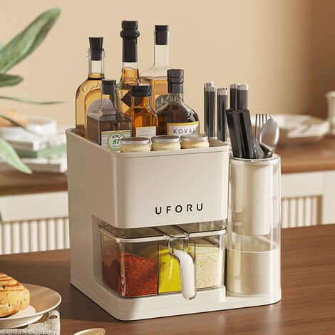 3 in 1 Kitchen Seasoning Box Spice Rack Knife Block (1/5)
