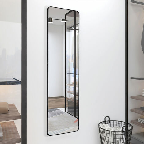 Black 160cm  Modern Rectangle Metal Floor Mirror
