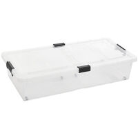 Clear Plastic Underbed Storage Box with Wheels