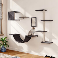 Grey Cat Tree Set with Hammock and Jumping Platform
