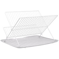 2 Tier Foldable Countertop Dish Drying Rack with Drip Tray