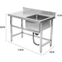 Commercial Catering Deep Sink Stainless Steel Single Bowl Kitchen Drainer