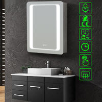 Anti-fog LED Clock Wall Mounted Mirror Cabinet, Touch Control Switch with CE Driver,LED Illuminated Bathroom Mirror with Shaver Socket