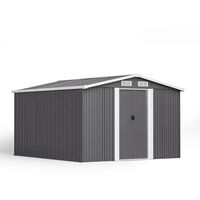 Livingandhome 10ft x 8ft Metal Garden Shed Outdoor Tool shed - Dark Grey