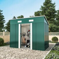 4ft x 8ft Metal Garden Shed Outdoor Tool shed - Green