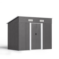 Livingandhome 4ft x 8ft Metal Garden Shed Outdoor Tool shed - Dark Grey