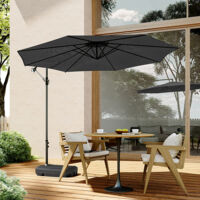 Garden 3M Black Banana Parasol Cantilever Hanging Sun Shade Umbrella Shelter