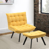 Modern Lounge Chair And Footstool Yellow